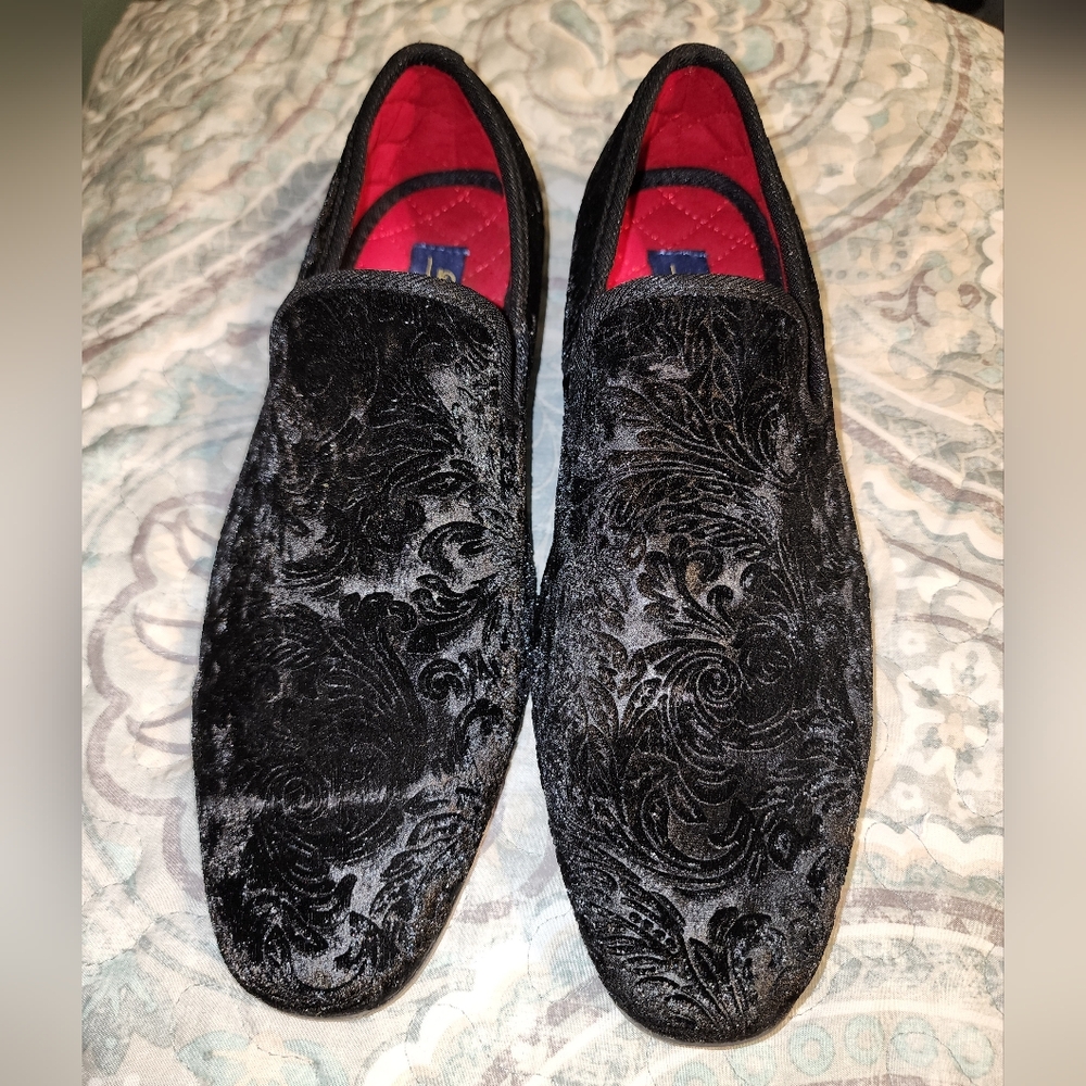 La Milano Broderick Black Velvet Slip On Men's Dress Loafers Size 7